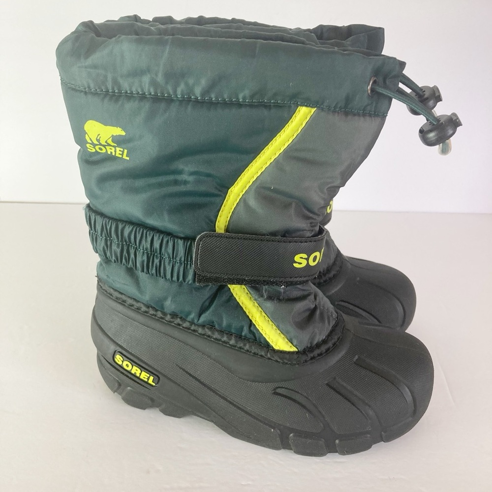Sorel Kids Flurry Insulated Snow Boots Dark Green Black NWOT Little Boy  Size 13